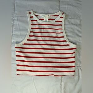 Red and white stripped cropped tank top